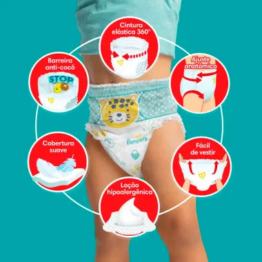 Fralda Pampers Pants Ajuste Total Tamanho XG com 86 Unidades Descartáveis