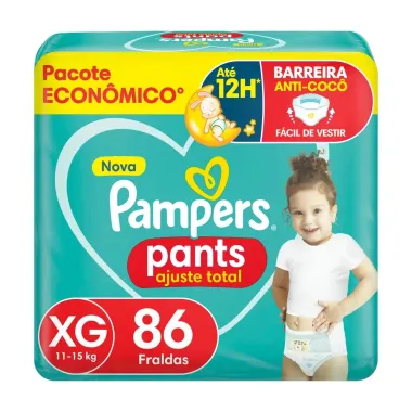 Fralda Pampers Pants Ajuste Total Tamanho XG com 86 Unidades Descartáveis