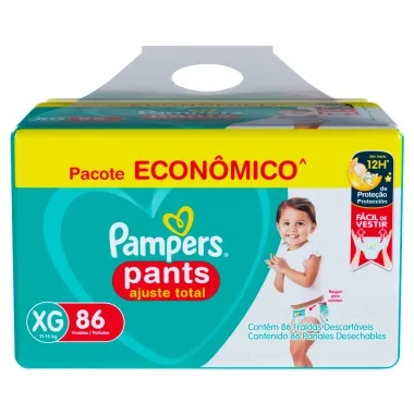 Fralda Pampers Pants Ajuste Total XG com 86 Unidades Pack