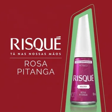 Esmalte Risqu&eacute; Cor Rosa Pitanga Met&aacute;lico 8ml