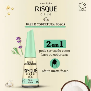 Base e Cobertura Fosca Risqué Care Efeito Matte 8ml