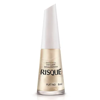Esmalte Risqué Cor Platino Cintilante Hipoalergênico com 8ml