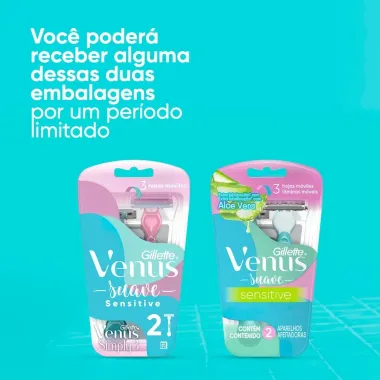 Aparelho de Depilar Gillette Venus Suave Sensitive 2 Unidades