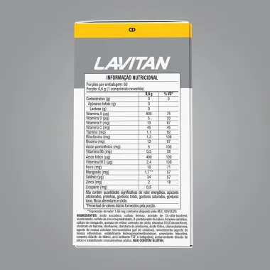 Suplemento Vitamínico-Mineral Lavitan Sênior 50+ com 60 Comprimidos Revestidos