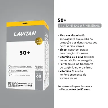 Suplemento Vitamínico-Mineral Lavitan Sênior 50+ com 60 Comprimidos Revestidos