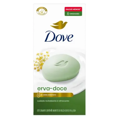 Sabonete em Barra Dove Erva-Doce e Camomila 6 Unidades 90g Cada Leve Mais Pague Menos