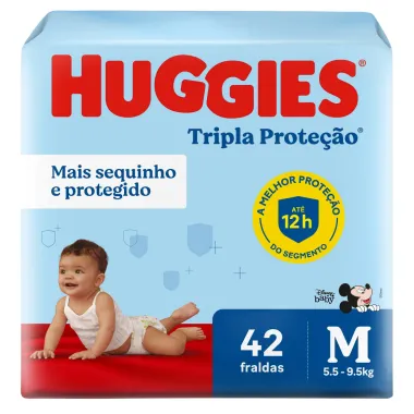 Fralda Huggies Tripla Proteção Tamanho M Pacote Mega 42 Fraldas Descartáveis