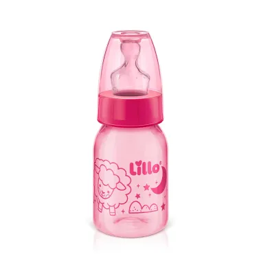 Mamadeira Lillo Divertida Bico de Silicone Ortodôntico Desenhos Sortidos 120ml 0-6 Meses Rosa Ref 7231