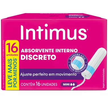 Absorvente Interno Intimus Mini 16 Unidades Leve Mais Por Menos