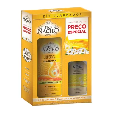 Shampoo Tio Nacho Antiqueda Clareador 415ml + Condicionador Tio Nacho Antiqueda Clareador 200ml Preço Especial