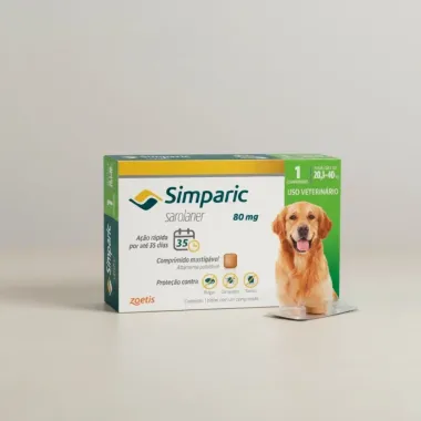 Simparic 80mg para Cães de 20,1 a 40kg com 1 Comprimido Mastigável