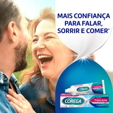 Corega Ultra Tripla Ação Fixador de Dentadura Sem Sabor 20g