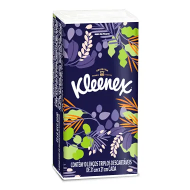 Lenço de Papel de Bolso Kleenex Premium Embalagem Sortida 1 Unidade com 10 Lenços