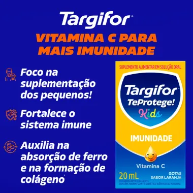 Targifor Teprotege Kids Imunidade Vitamina C Sabor Laranja Gotas 20ml
