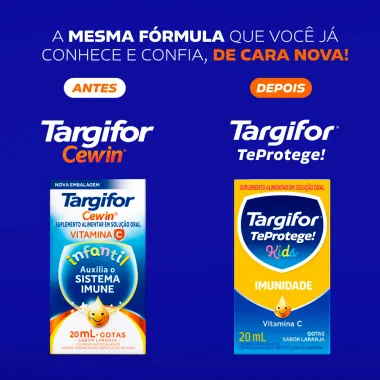 Targifor Teprotege Kids Imunidade Vitamina C Sabor Laranja Gotas 20ml