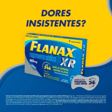 Flanax XR 660mg Bayer Analgésico com 8 Comprimidos Revestidos de Liberação Prolongada