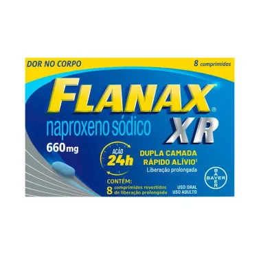 Flanax XR 660mg Bayer Analgésico com 8 Comprimidos Revestidos de Liberação Prolongada