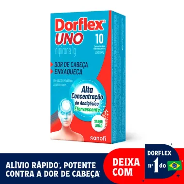 Dorflex UNO Enxaqueca Dipirona 1G 10 Comprimidos Efervescentes