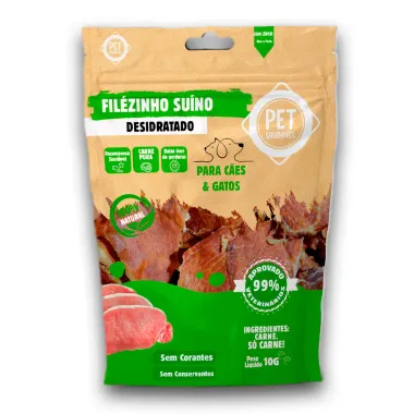 Petisco para Cães e Gatos Pet Saudável Filézinho Suíno Desidratado 10g