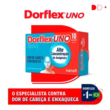 Dorflex Uno Enxaqueca Dipirona 1G 10 Comprimidos