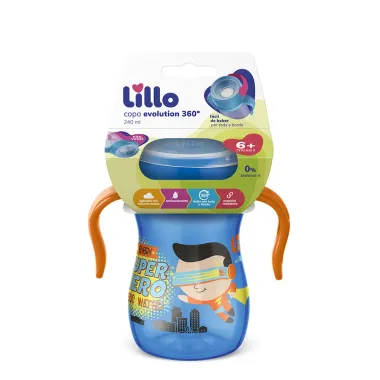 Copo Lillo Evolution 360º com Alça Azul 240ml