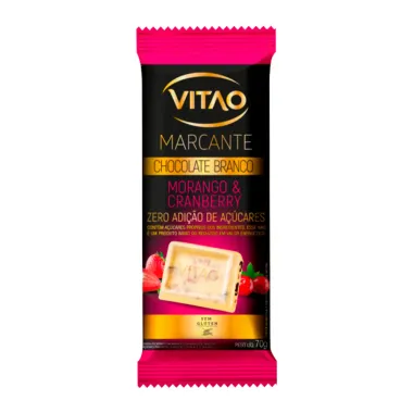 Chocolate Branco Vitao Marcante Morango e Cranberry Zero Açúcar 70g