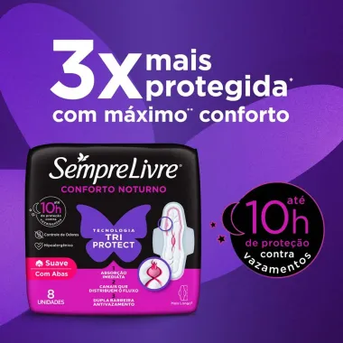 Absorvente Externo Sempre Livre Conforto Noturno Suave 32 Unidades Leve Mais Por Menos