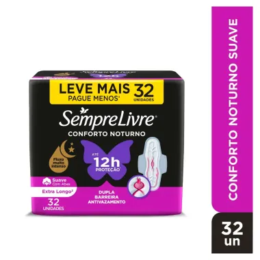 Absorvente Externo Sempre Livre Conforto Noturno Suave 32 Unidades Leve Mais Por Menos