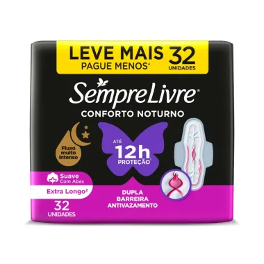 Absorvente Externo Sempre Livre Conforto Noturno Suave 32 Unidades Leve Mais Por Menos