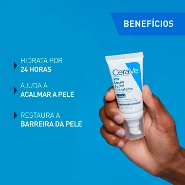 CeraVe Lo&ccedil;&atilde;o Facial Hidratante PM Ultraleve Pele Normal a Seca Sem Perfume 52ml