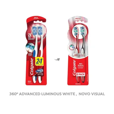 Escova de Dente Colgate 360&ordm; Luminous White Advanced 2 Unidades
