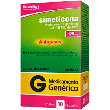 Simeticona 125mg Biosintética Genérico com 10 Cápsulas