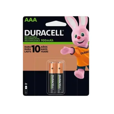 Pilha Duracell Recarregável AAA com 2 Unidades