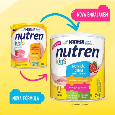 Nutren Kids Morango Complemento Alimentar Lata com 350g