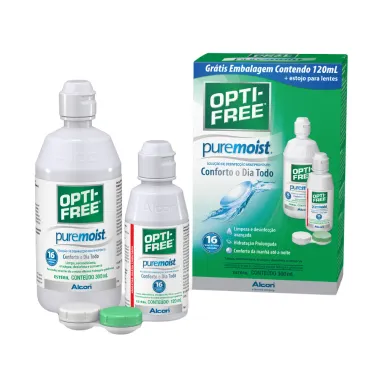 Opti-Free Puremoist Solução Multipropósito para Lentes de Contato 300ml e Ganhe 120ml