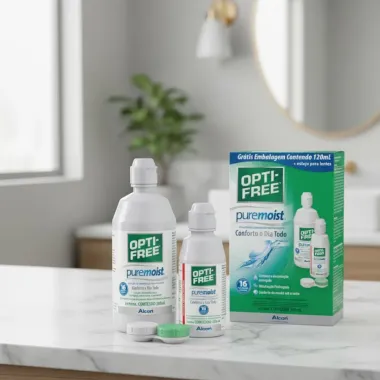 Opti Free Puremoist Solução Multipropósito para Lentes de Contato 300ml e Ganhe 120ml