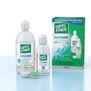Opti Free Puremoist Solução Multipropósito para Lentes de Contato 300ml e Ganhe 120ml