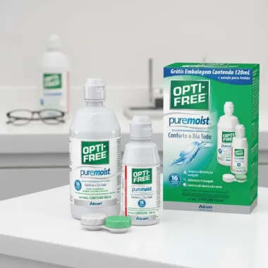 Opti Free Puremoist Solução Multipropósito para Lentes de Contato 300ml e Ganhe 120ml