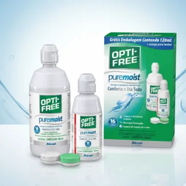 Opti Free Puremoist Solução Multipropósito para Lentes de Contato 300ml e Ganhe 120ml