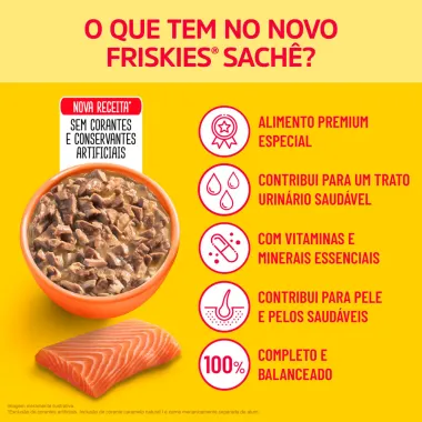 Ra&ccedil;&atilde;o para Gatos Friskies Adultos Sach&ecirc; Sabor Salm&atilde;o ao Molho com 85g