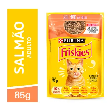 Ra&ccedil;&atilde;o para Gatos Friskies Adultos Sach&ecirc; Sabor Salm&atilde;o ao Molho com 85g