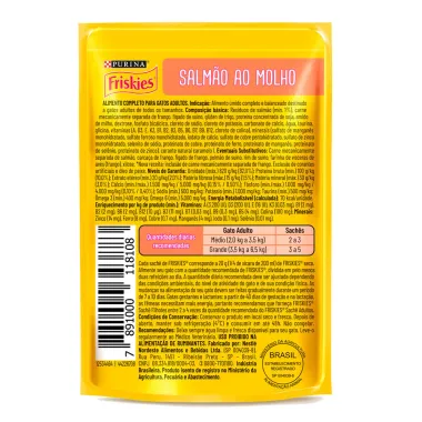Ra&ccedil;&atilde;o para Gatos Friskies Adultos Sach&ecirc; Sabor Salm&atilde;o ao Molho com 85g