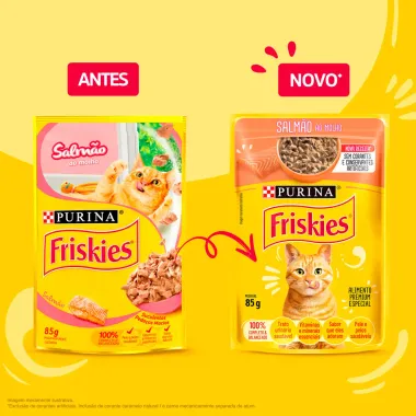 Ra&ccedil;&atilde;o para Gatos Friskies Adultos Sach&ecirc; Sabor Salm&atilde;o ao Molho com 85g