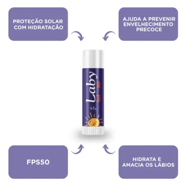 Protetor Solar Labial Laby FPS 50 Stick Sem Sabor com 4,5g_4