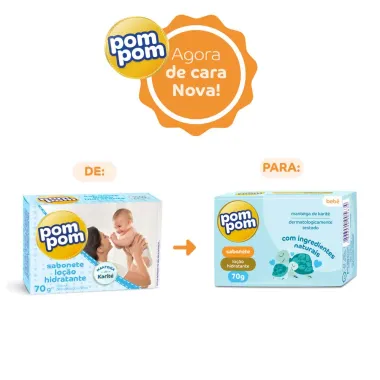 Sabonete em Barra Infantil Pom Pom Lo&ccedil;&atilde;o Hidratante 70g