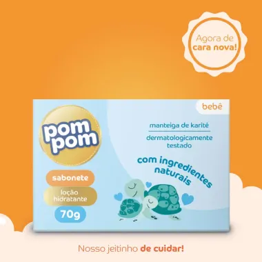 Sabonete em Barra Infantil Pom Pom Lo&ccedil;&atilde;o Hidratante 70g