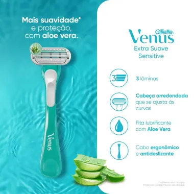 Aparelho de Depila&ccedil;&atilde;o Gillette Venus Sensitive Descart&aacute;vel 2 Unidades