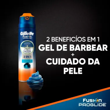 Gel de Barbear Gillette Fusion ProGlide 2 em 1 Hidratante 200ml