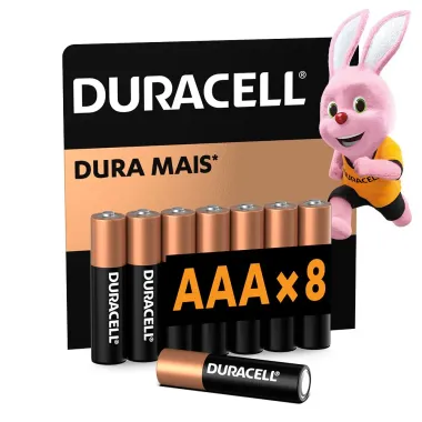 Pilha Duracell AAA Alcalina 8 Unidades