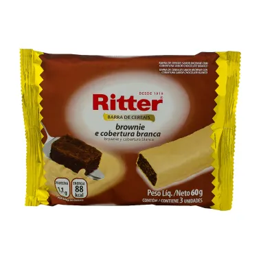 Barra de Cereais Ritter Brownie e Cobertura Branca com 3 Unidades de 20g cada